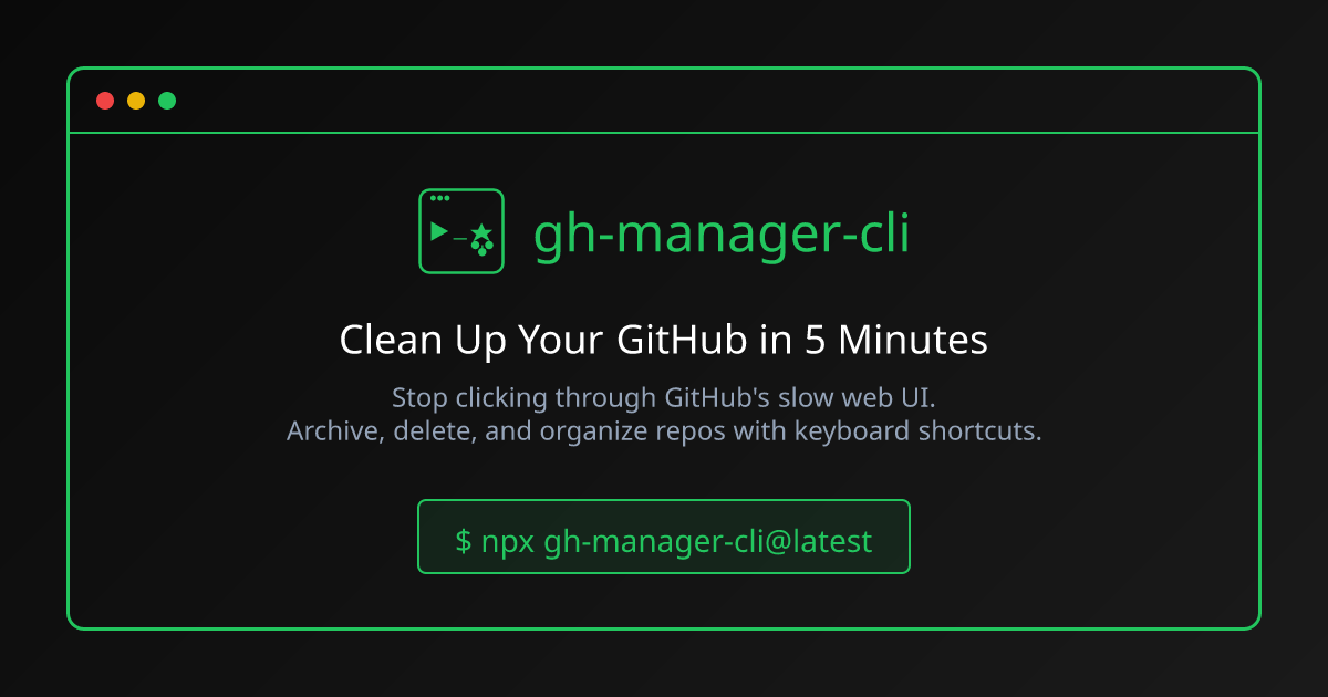 gh-manager-cli - TUI Terminal GitHub Repository Management Tool | Clean ...